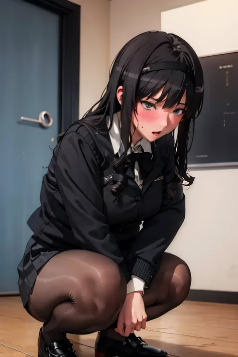 seductive anime girl, 4K digital art,super realistic picture, excessive art, 8K high quality detailed art,Detailed pantyhose,sweaty,blush,both girls and men, 18-year-old,highly detailed legs,Bukkake all over the body,wearing pantyhose,squat,Please wear a s...