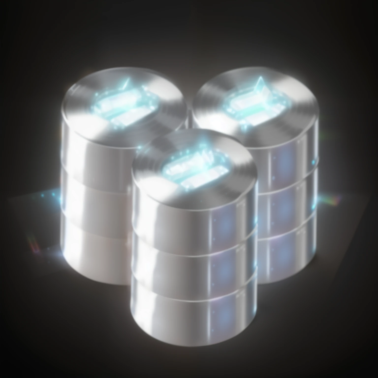 three rolls of tape are stacked on top of each other, loot box, glowing with silver light, glowing white lasers, booster flares, holographic artifacts, holographic runes, light prisms, holographic material, silver light, gleaming silver, cans, cryogenic po...