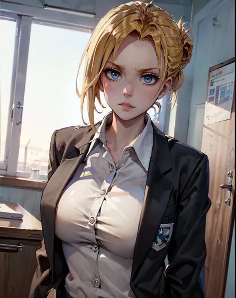 (masterpiece), best quality, expressive eyes, perfect face, solo annie in office room in office uniform from attack on titan 30 ...