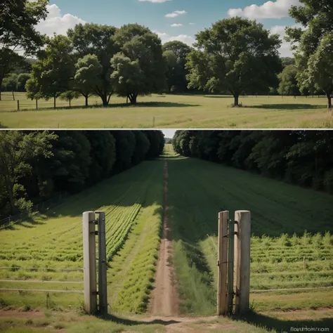 A base poster with a drawing of farm roads and trees dividing the poster into sections for small introduction and the other four parts 