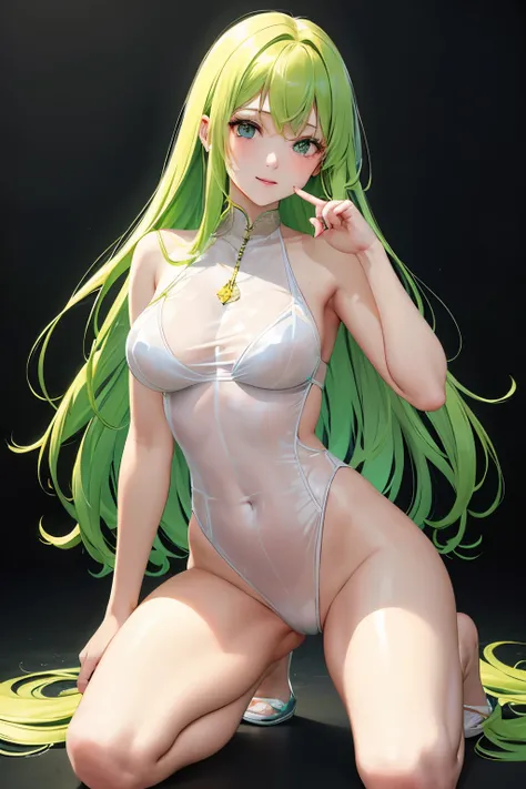 （（（highest quality、masterpiece、normal body、8k、detailed face、ultra precision、normal hand、normal finger、５This finger、supreme）））Golden green hair、Colorless see-through diver suit、Colorless, see-through costume、risqué、I can&#39;t see it even though I can see i...