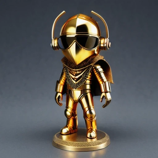 Brilliant Gold Diamond Maya Star（（armor））Copper weapons, Burlap Cloak Mummy Hood Platinum Silk Cyberpunk Light Crossbow Space Station 1:60 miniature models, illustration, Side view, (Side view), Wear gold-rimmed reflective sunglasses, Carrying future weapo...