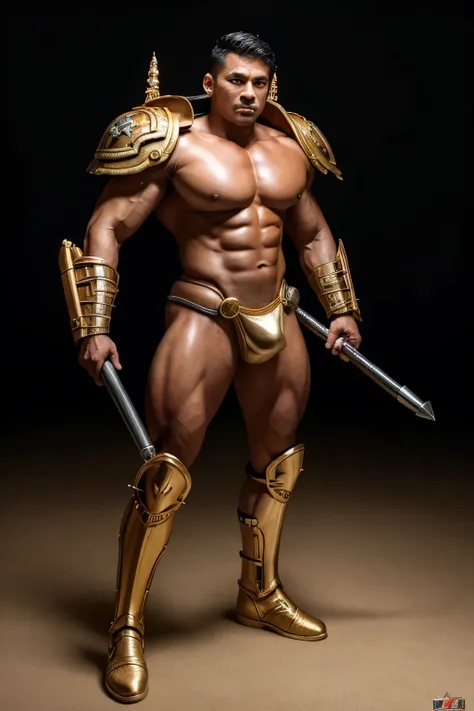 Young Asian Kramer as the God-Emperor,full body photo shot, hyper muscular, realistic, shirtless, Warhammer 40k, Luxurious armor, (Highly detailed skin_1.2), 8k UHD, DSLR, sharp