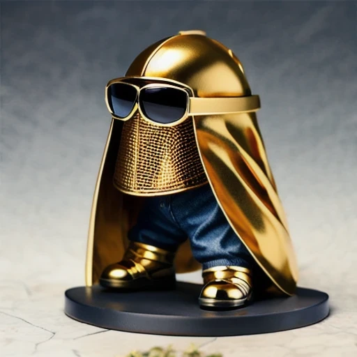 Brilliant Gold Diamond Maya Star（（Rosewood））Copper weapons, Burlap Cloak Mummy Hood Platinum Silk Cyberpunk Light Crossbow Space Station 1:60 miniature models, illustration, Side view, (Side view), Wear gold-rimmed reflective sunglasses, Carrying future we...