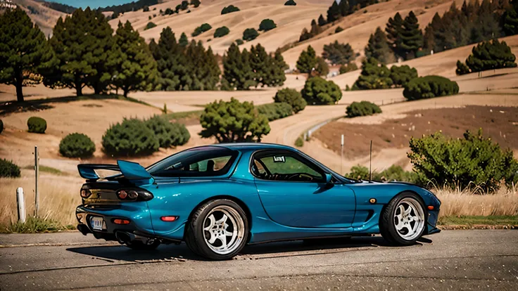 rx 7 in a canyon forest drifting