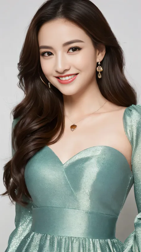 (highest quality, 16K, masterpiece: 1.3), (movie actress:1.4),beautiful woman with perfect figure: 1.2, 1 female, alone, (Nationality is random:1.4), wearing a pendant, strapless、elegant long dress、(very affectionate smile:1.2)、 highly detailed face and sk...