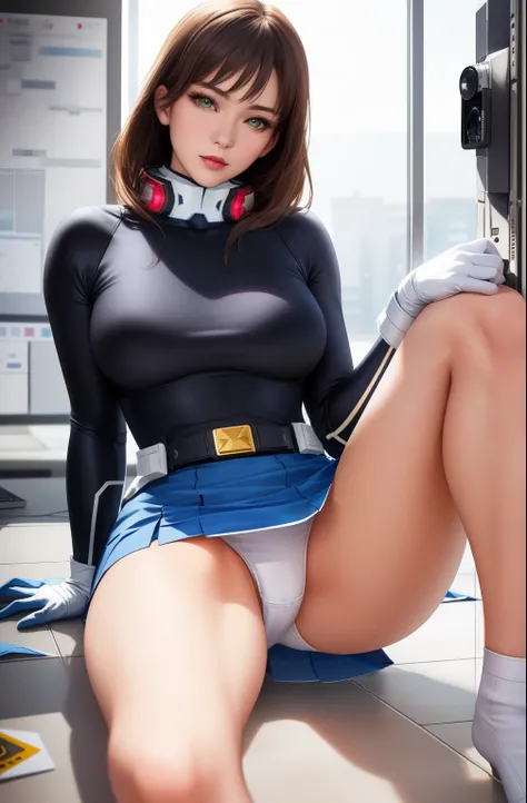 raw　photo,realistic,beautiful woman、Jun、Japanese、squatting down、spread legs、show white panties,sexy、（Panty crotch:1.3）,straight,sexyPause,looking at the viewer,break, Year_classic_Jun_Gatchaman_my wife,www.my wife.and, long hair,beautifulface、素face、Face is...