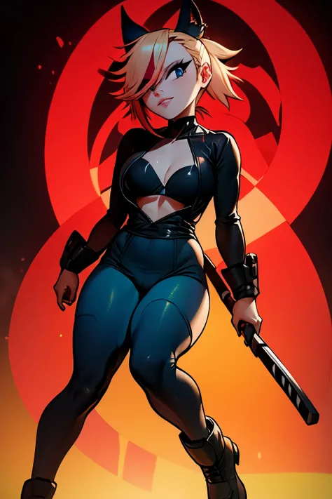 Woman, walking in the streets, night city, catwalking, elegant walking, ultra long hair, ultra detailed face, better lips, better eyelashes, sharp eyes, glowing eyes,eye eno revoriah ,lrig suoegrog ,, simple Kunoichi suit, legs, holding down a katana, simp...