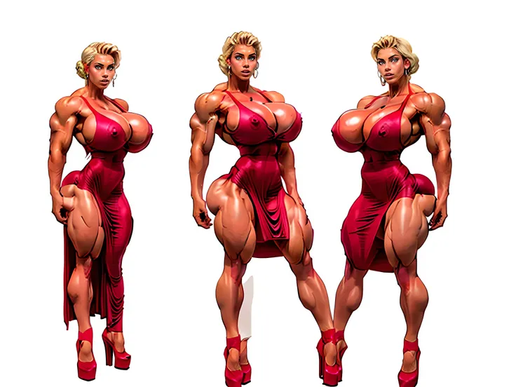 (masterpiece), (best quality), 1girl, solo woman, alone, ((full body view)), (((massive female bodybuilder:1.5))), (((Huge Breasts:1.5))), ((Huge Muscular Ass)), ((Wide Hips:1.2)), (sexy prom dress:1.7), (NSFW:0.95) , shiny skin, scribbles and marks, (puff...