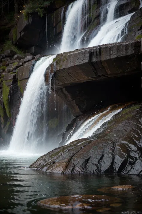 muscular young Japanese man meditating under a waterfall, the water falls on him and wets his body, winter, icy water, 4k, Ultra detailed image, realistic, Highly detailed, perfect composition, splendid, Intricately detailed, Incredibly detailed, 8 k artis...