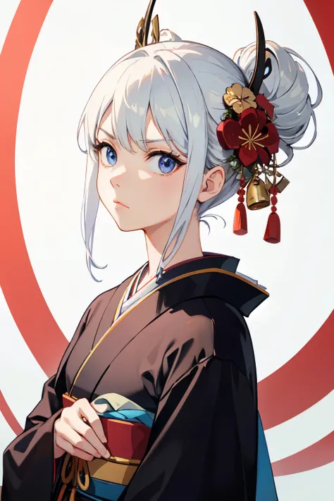 kimono,serious expression,((highest quality)), ((masterpiece)), (be familiar with), perfect face