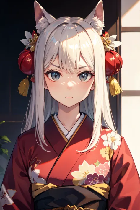 kimono,serious expression,((highest quality)), ((masterpiece)), (be familiar with), perfect face