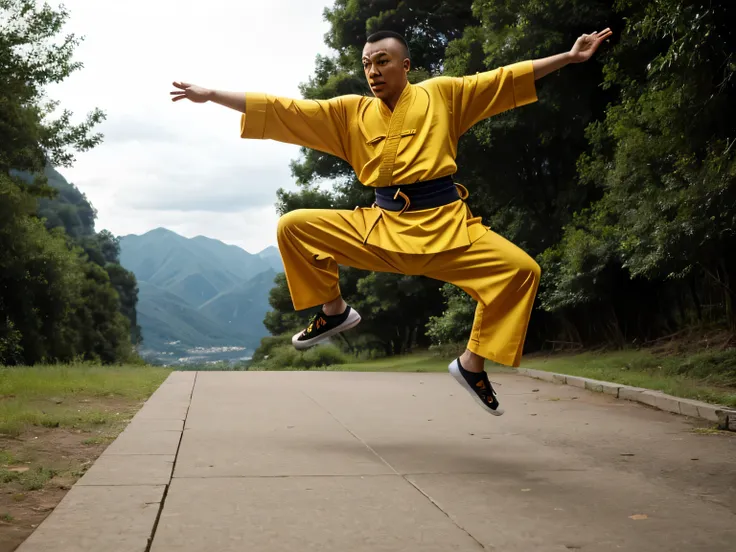 kung fu master, jumping, very high