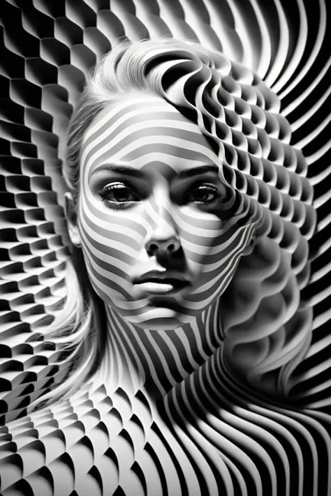 a woman with a black and white pattern on her face, umwerfende digitale kunst, komplizierte digitale kunst, 3 d digital art, 3d ...