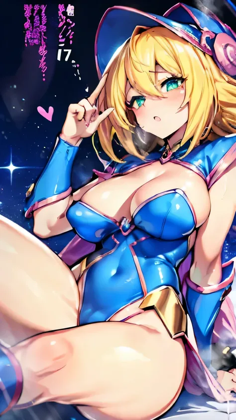 Black Magician Girl、super breasts、thick thighs、blonde hair、magic circle、8K, 4k, highest quality, High resolution: 1.2),winking、cute anime face、Pink blush on cheeks、noise removal、Leotard that bites into、have a cane、Hold your cane、Rear view、Turning around、fu...