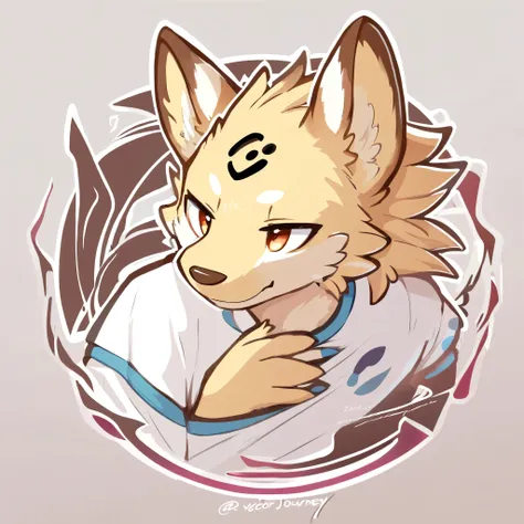 top quality, best quality, rzminjourney, vector-art, High-quality illustrations, masterpiece)(kemono, furry anthro)logo mark, round, T-shirt design,