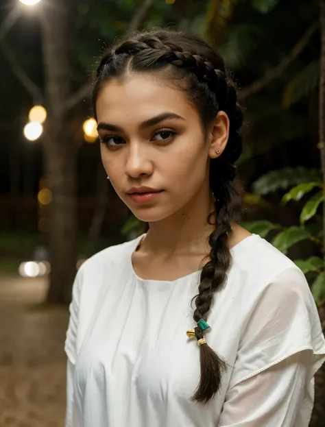 (Bruxa Elfa Negra), a cara da Zendaya:Dua lipa, Orelhas pontudas, pele branca neve , cabelo branco, (corte de cabelo top fade), (a braid on one side of the head), obra de arte, floresta escura ao fundo, fog, na noite, luz da lua cheia, 8k, arte digital det...