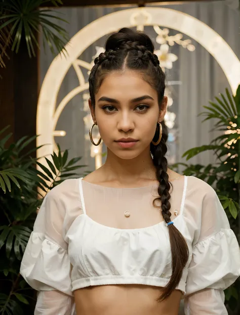 (Bruxa Elfa Negra), a cara da Zendaya:Dua lipa, Orelhas pontudas, pele branca neve , cabelo branco, (corte de cabelo top fade), (a braid on one side of the head), obra de arte, floresta escura ao fundo, fog, na noite, luz da lua cheia, 8k, arte digital det...