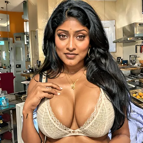 (masterpiece, best quality:1.2), sexy Indian woman, sexy eyes, large breasts, lingerie