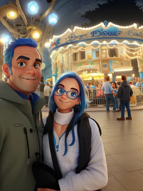 Um homem olho azul claro, uma  olho castanho , no estilo Disney pixar, alta qualidade, melhor qualidade