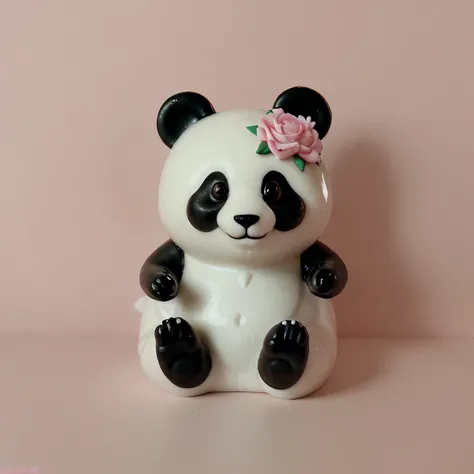 Panda de goma sobre un fondo rosa