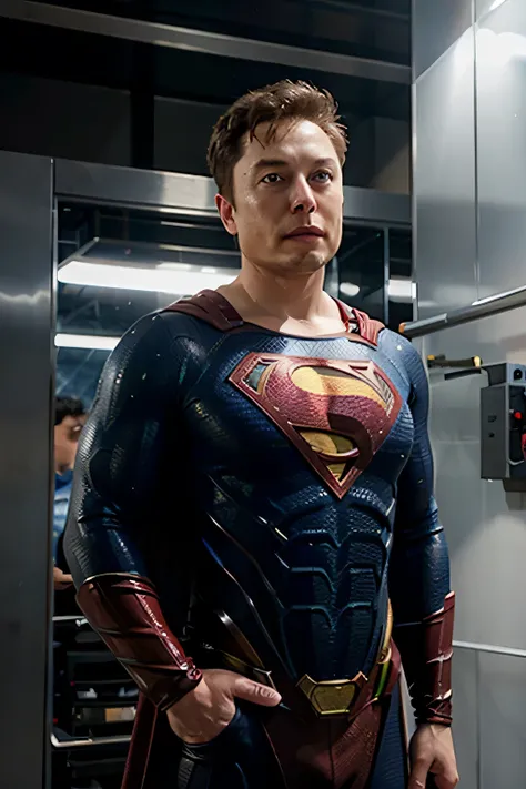 elon musk is now superman, He is wearing the classic Superman man of steel outfit