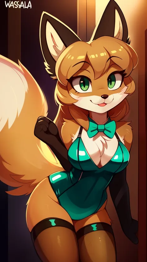 nervous smiling, uploaded the e621, beautiful and detailed, woman (((female))) ((anthro)) fox, (averi, fox girl), by waspsalad, ...