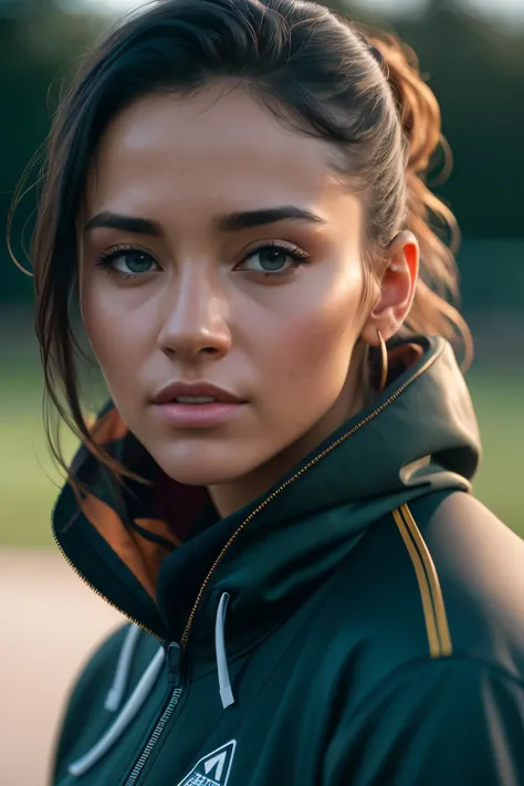 nbdy-Джулия-sd15, Beautiful Mature Student, in a tracksuit, outside on the athletics field, ((slim, small)), photorealistic, photo, masterpiece, realistic, realism, photorealism, high contrast, photorealistic digital art trending on Artstation 8k HD high d...