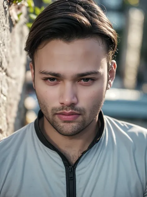 A beautiful young bearded man with highly detailed skin and beautiful black eyes,8k,high res,ultra realistic, photorealism,(real life photo,realistic:1.9), (short beard on his face:1),(only closup shots,half body shots:1.5),best quality,ultra-detailed,prof...