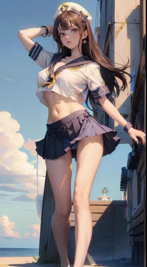 (highest quality), (((masterpiece))), (2 girls), black hair, Blue inner color, (beautiful blue eyes), (perfect eyes), ((neat sailor suit)), classroom, ((huge breasts)), ((A clean navy blue skirt)), mini skirt, (Neat sailor ribbon), ((perfect fingers)), (pe...