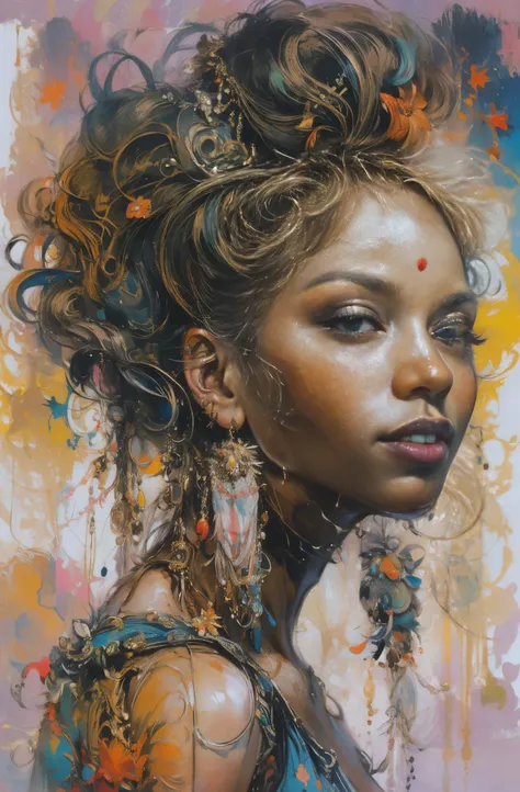 Beautiful Black Women Paintings, pretty much beautiful face, hip hop, soulful, Avant-garde, Queen of the Streets, check it out, Ultra-detailed paintings inspired by WLOP, art station trends, fantasy art, A complicated mess, The art of hitting, wallop art, ...