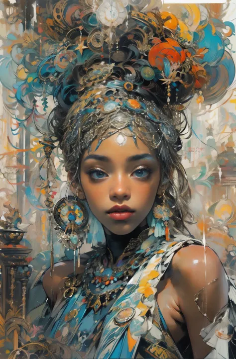 Beautiful Black Women Paintings, pretty much beautiful face, hip hop, soulful, Avant-garde, Queen of the Streets, check it out, Ultra-detailed paintings inspired by WLOP, art station trends, fantasy art, A complicated mess, The art of hitting, wallop art, ...