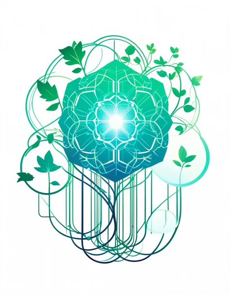 Imagine a captivating sticker-style graphic that showcases the elegant fusion of artificial intelligence and organic elements. At the forefront, a sleek, minimalist representation of an AI entity merges seamlessly with delicate organic forms, symbolizing t...