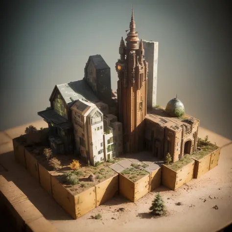 3598年Mars realistic model, (bifurcation, original photo, best quality, masterpiece:1.4),SteampunkCyberpunk6820 City,(CyberpunkMars light:1.3), Mars (related to land),(in a small nature box:1.3),Isometric, small nature, landscape on foundation,landscape,