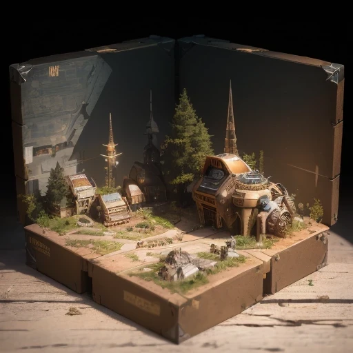 3598年Mars realistic model, (bifurcation, original photo, best quality, masterpiece:1.4),SteampunkCyberpunk6820 City,(CyberpunkMars light:1.3), Mars (related to land),(in a small nature box:1.3),Isometric, small nature, landscape on foundation,landscape,