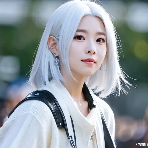 Kpop idol jiu with white hair 