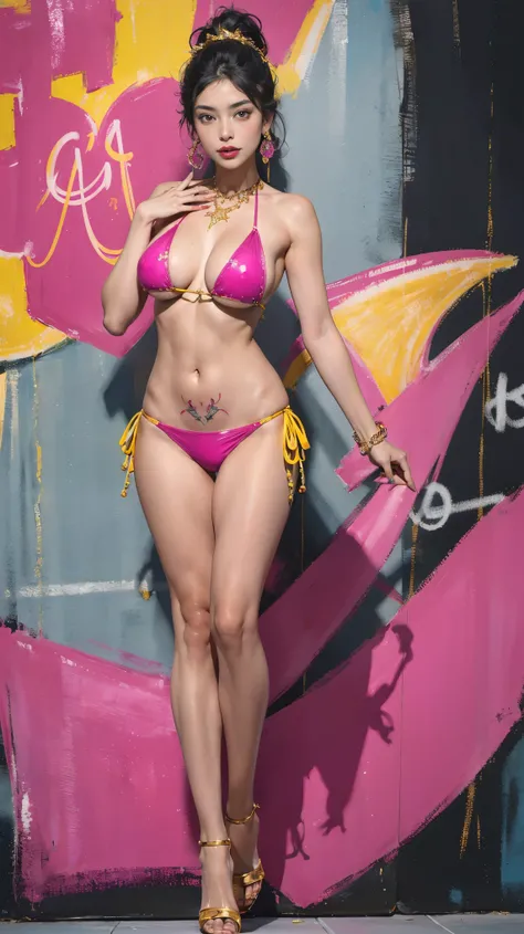 ((best quality,4k,highres,masterpiece:1.2)),((character concept art)), 1 female, age 19. Known for her love of extravagant pool parties and high-end fashion, Mei Ling embodies the role of a modern, young, and affluent Asian-American girl. Her body language...