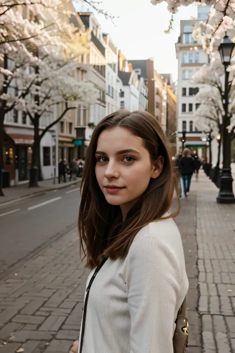 Sehnsucht, Portrait of a young woman in the city, Spring, 4k, HD,