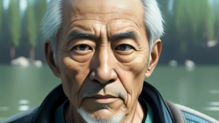 Japanese, Man in his 60s, elder, unreal engine, Movie-like realistic portraits, 8K portrait rendering, super detailed portrait, close-up character portrait, Highly detailed iconic characters, 8K highly detailed face, inspired by senior character artist, In...