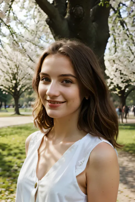 Happy, Freizeit, Portrait of a young woman in the park, Spring, 4k, HD,