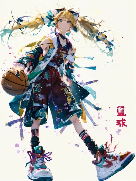 (girl:1.3), 1girl, (複雑なbasketball会場の背景:1.5), (basketball:1.5), rainbow background, ultra detailed rest ,rainbow effect, (big、bas...