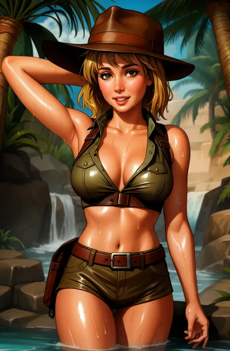 female Indiana Jones, wet and wild