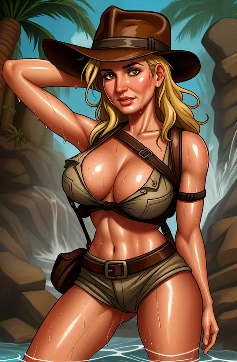 female Indiana Jones, wet and wild