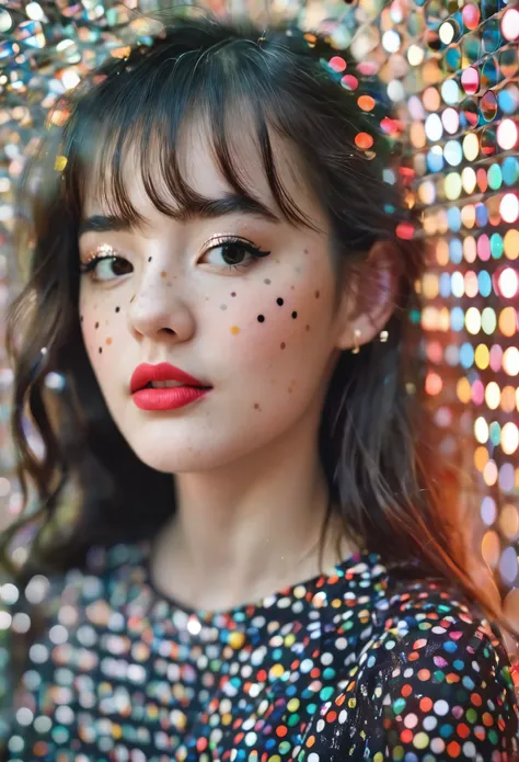 blingbling，blurry，polka dot，grid，1girl，beautiful