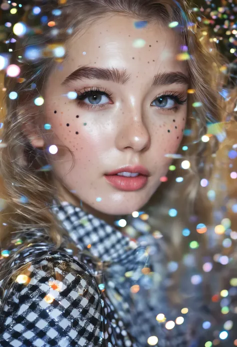 blingbling，blurry，polka dot，grid，1girl，beautiful