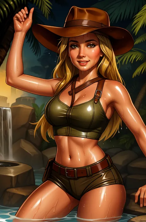 female Indiana Jones, wet and wild