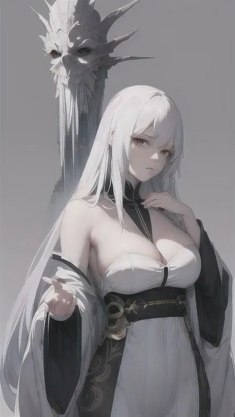 a white hair、Woman in white mask,Slender thighs beautiful figure drawing, guweiz, guweiz style artwork, White-haired God, , Epic and beautiful character art, Stunning character art, 