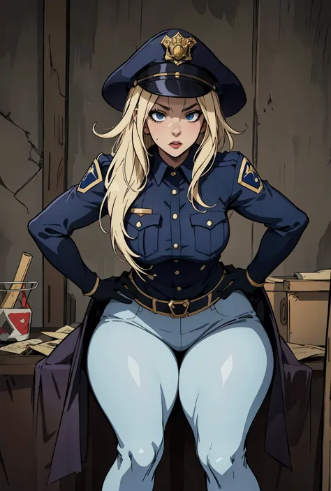 police officer girl,
wering police hat,
post apocalypse settings,
2D dark comic illustration,
anime fantasy,
fine-inking,
Thick black-outlines,
cel-shaded,
contour,
mysterious,
by alphonse mucha,
artgerm,
Town of Salem 2,
darkest dungeon,
ira...