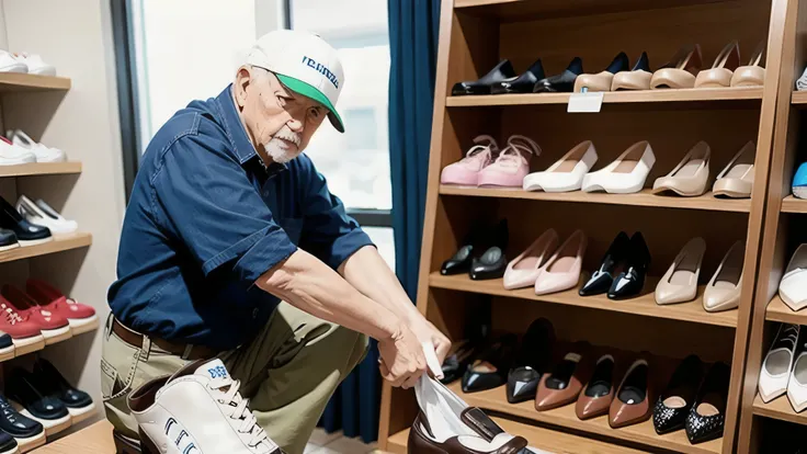 An old Man Owns the Shoe Store 