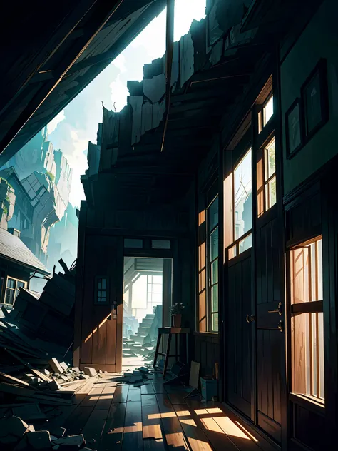 House teetering on the brink of a landslide, poster carefully preserved – Landslide imminent, but houses interior remains undamaged. Excellent quality, ultra-detailed illustration portrays the vulnerability of the structure as it clings to the unstable lan...